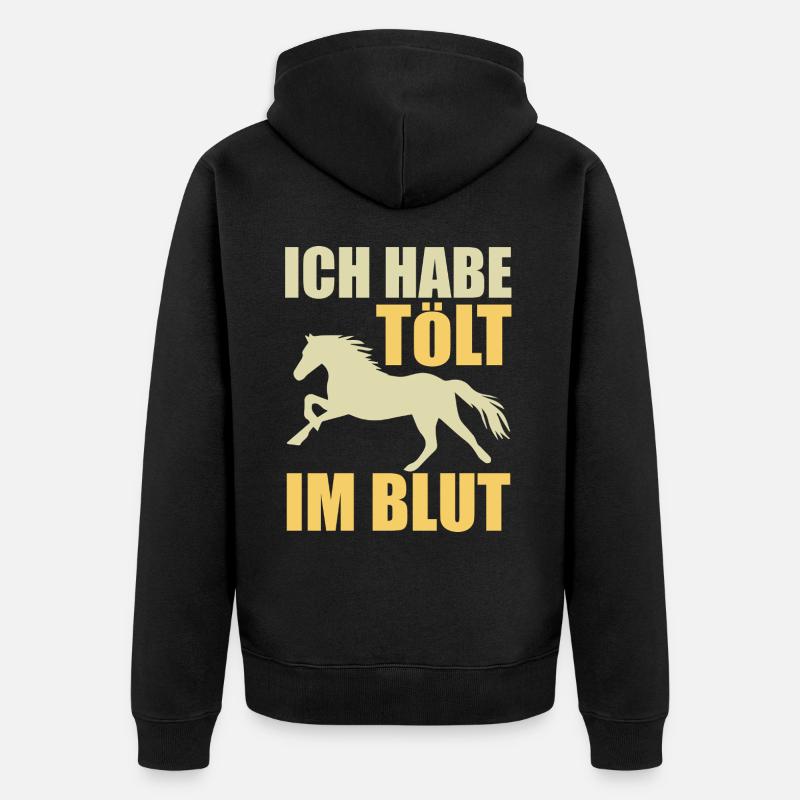 Isländer Islandpferd Islandpferde Geschenk - Unisex Premium Bio Zip Hoodie - Schwarz