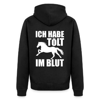 Isländer Islandpferd Islandpferde Geschenk - Unisex Premium Bio Zip Hoodie - Schwarz - Hinten - Nico (187cm)