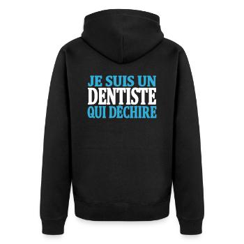 Je suis un dentiste qui déchire - Veste à capuche bio Premium Unisexe - noir - Dos - Nico (187cm)