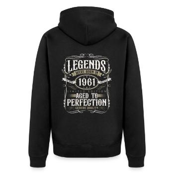 Né en 1961 Legends Cadeau d’anniversaire - Veste à capuche bio Premium Unisexe - noir - Dos - Nico (187cm)