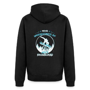 Snowboarder vieil homme - Veste à capuche bio Premium Unisexe - noir - Dos - Nico (187cm)