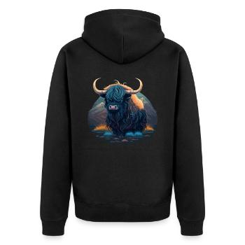 Jak - Unisex Premium Bio Zip Hoodie - Schwarz - Hinten - Nico (187cm)