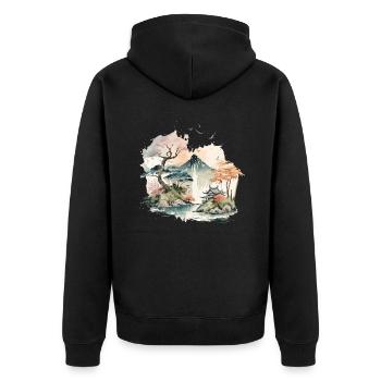 See in Japan - Unisex Premium Bio Zip Hoodie - Schwarz - Hinten - Nico (187cm)