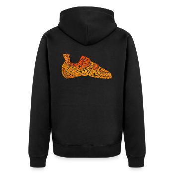 Bouldering Shoe - Orange - Unisex Premium Organic Zip Hoodie - black - Back - Nico (187cm)