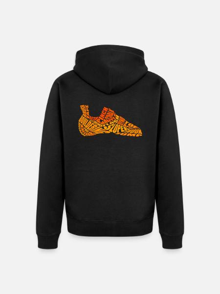 Bouldering Shoe - Orange - Unisex Premium Organic Zip Hoodie - black