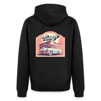 Classic 50s - Unisex Premium Organic Zip Hoodie - black - Back - Nico (187cm)