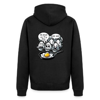Eier Spiegelei Oster Meme - Unisex Premium Bio Zip Hoodie - Schwarz - Hinten - Nico (187cm)