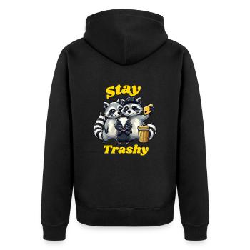 Stay Trashy Funny Raccoon, Opossum, Skunk funny - Unisex Premium Organic Zip Hoodie - black - Back - Nico (187cm)