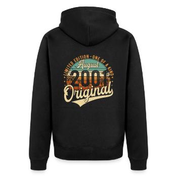 August 2001 Vintage Birthday Retro - Unisex Premium Organic Zip Hoodie - black - Back - Nico (187cm)