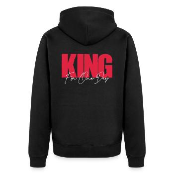 König für einen Tag. Geschenk des Königstags. - Unisex Premium Bio Zip Hoodie - Schwarz - Hinten - Nico (187cm)