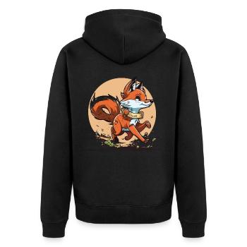 Fox Runner - Unisex Premium Organic Zip Hoodie - black - Back - Nico (187cm)
