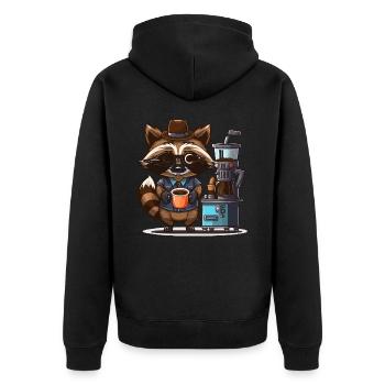 Coffee Time - Unisex Premium Organic Zip Hoodie - black - Back - Nico (187cm)