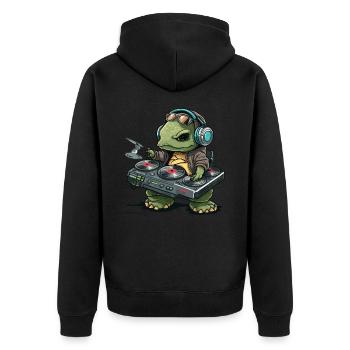 Turtle Beats - Unisex Premium Organic Zip Hoodie - black - Back - Nico (187cm)