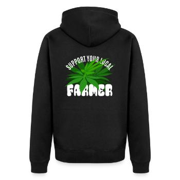 Support your local Farmer - Hemp - Unisex Premium Organic Zip Hoodie - black - Back - Nico (187cm)
