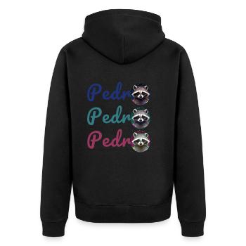 raccoon,graffiti,grey, watercolour,urban - Unisex Premium Organic Zip Hoodie - black - Back - Nico (187cm)