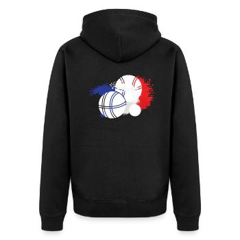 Pétanque - Unisex Premium Bio Zip Hoodie - Schwarz - Hinten - Nico (187cm)