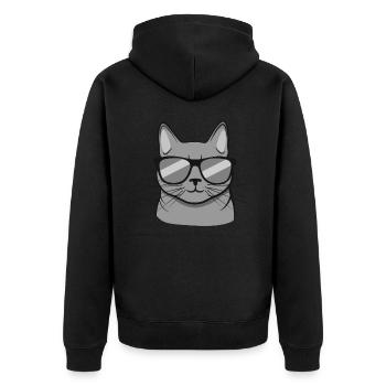 Cat With Sunglasses Funny Kitten Gift - Unisex Premium Organic Zip Hoodie - black - Back - Nico (187cm)