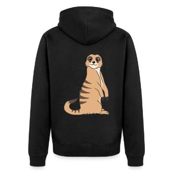 Erdmännchen Liebhaber Geschenk Lustige Tiere - Unisex Premium Bio Zip Hoodie - Schwarz - Hinten - Nico (187cm)