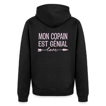 Mon Copain est génial, cadeau copain.cadeau copine - Veste à capuche bio Premium Unisexe - noir - Dos - Nico (187cm)