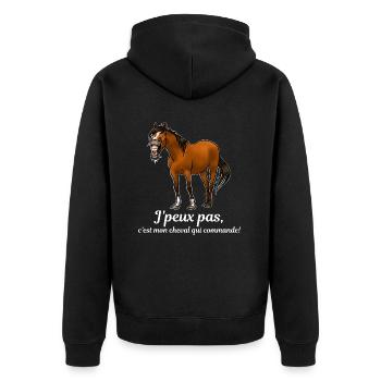 Mon cheval commande (blanc) - Veste à capuche bio Premium Unisexe - noir - Dos - Nico (187cm)