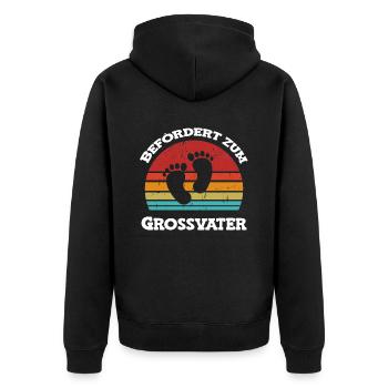 Befördert zum Grossvater Schweiz Hallo Opa Schweiz - Unisex Premium Bio Zip Hoodie - Schwarz - Hinten - Nico (187cm)