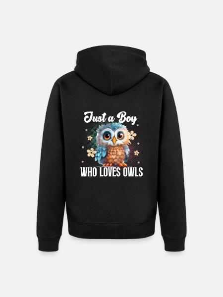 Eule - Unisex Premium Bio Zip Hoodie - Schwarz