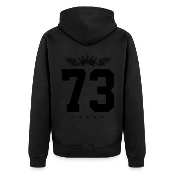 73 Number crown - Unisex Premium Organic Zip Hoodie - black - Back - Nico (187cm)