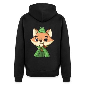 Fuchs-Detektiv - Unisex Premium Bio Zip Hoodie - Schwarz - Hinten - Nico (187cm)