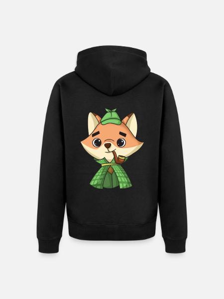Fuchs-Detektiv - Unisex Premium Bio Zip Hoodie - Schwarz
