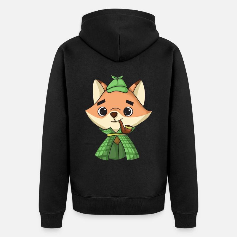 Fuchs-Detektiv - Unisex Premium Bio Zip Hoodie - Schwarz