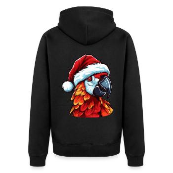 Parrot Christmas Portrait - Unisex Premium Organic Zip Hoodie - black - Back - Nico (187cm)