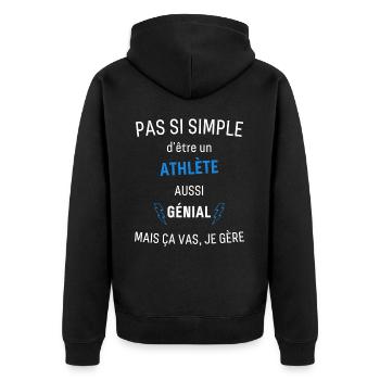 Awesome Athlete - Unisex Premium Organic Zip Hoodie - black - Back - Nico (187cm)