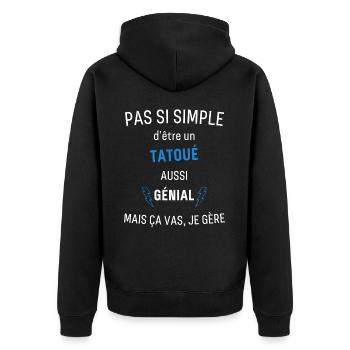 Awesome Tattooed T-Shirt - Unisex Premium Organic Zip Hoodie - black - Back - Nico (187cm)