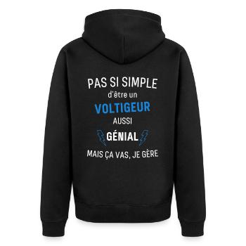 Voltigeur Génial - Veste à capuche bio Premium Unisexe - noir - Dos - Nico (187cm)