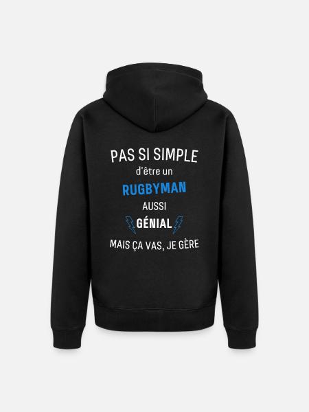 Awesome Rugby Player - Unisex Premium Organic Zip Hoodie - black