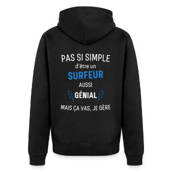 Surfeur Génial - Veste à capuche bio Premium Unisexe - noir - Dos - Nico (187cm)