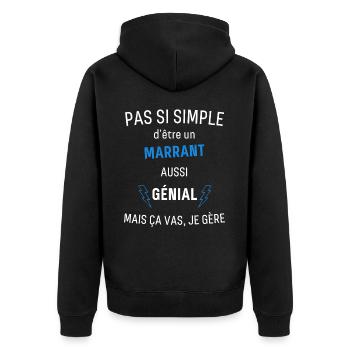 Lustiges geiles T-Shirt - Unisex Premium Bio Zip Hoodie - Schwarz - Hinten - Nico (187cm)