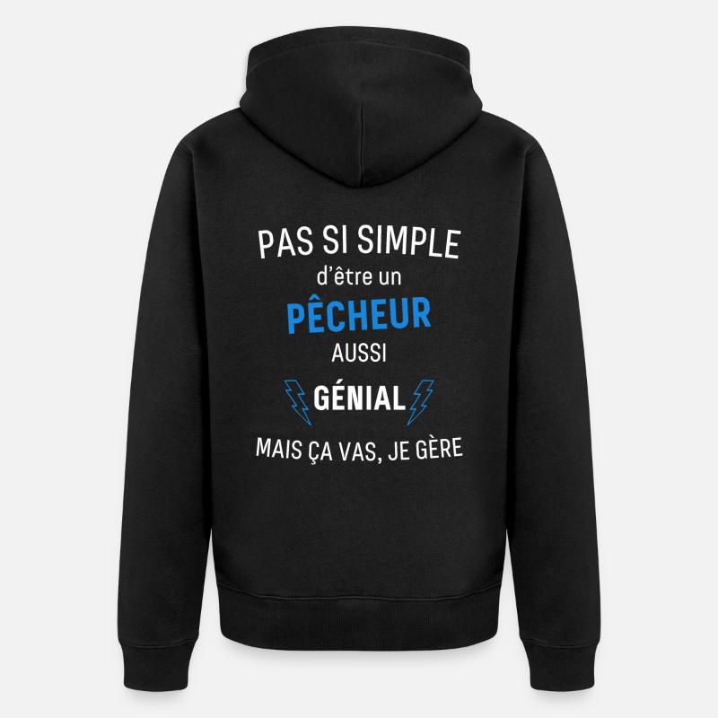 T-shirt Pêcheur Génial - Veste à capuche bio Premium Unisexe - noir