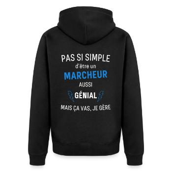 T-shirt Marcheur Génial - Veste à capuche bio Premium Unisexe - noir - Dos - Nico (187cm)
