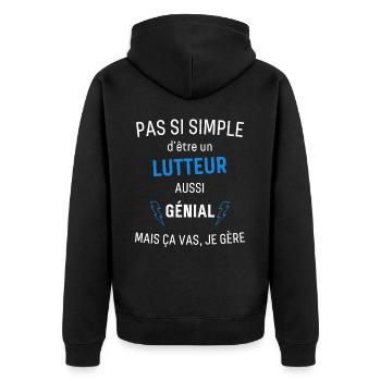 T-shirt Lutteur Génial - Veste à capuche bio Premium Unisexe - noir - Dos - Nico (187cm)