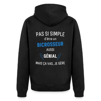 Toller Bicrosser - Unisex Premium Bio Zip Hoodie - Schwarz - Hinten - Nico (187cm)