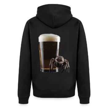 Spinne Bier - Unisex Premium Bio Zip Hoodie - Schwarz - Hinten - Nico (187cm)
