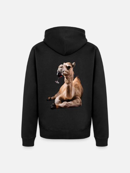 Kamel Wein - Unisex Premium Bio Zip Hoodie - Schwarz