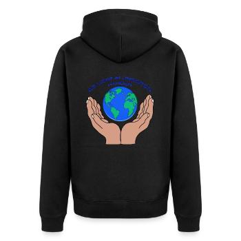 Save the World - Unisex Premium Bio Zip Hoodie - Schwarz - Hinten - Nico (187cm)