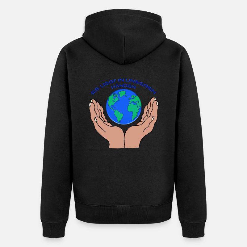 Save the World - Unisex Premium Bio Zip Hoodie - Schwarz
