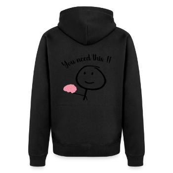 Du brauchst das - lustiges und humorvolles Design - Unisex Premium Bio Zip Hoodie - Schwarz - Hinten - Nico (187cm)