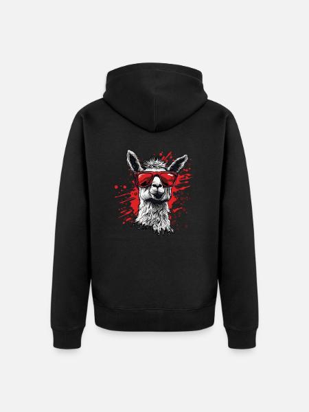 Funny Llama Alpaca - Unisex Premium Organic Zip Hoodie - black