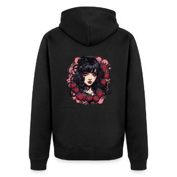 Emo Gothique Fraises Fille - Veste à capuche bio Premium Unisexe - noir - Dos - Nico (187cm)