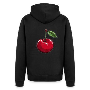 Red Cherry Cherry - Unisex Premium Organic Zip Hoodie - black - Back - Nico (187cm)