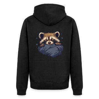 Dreaming raccoon - Unisex Premium Organic Zip Hoodie - black - Back - Nico (187cm)